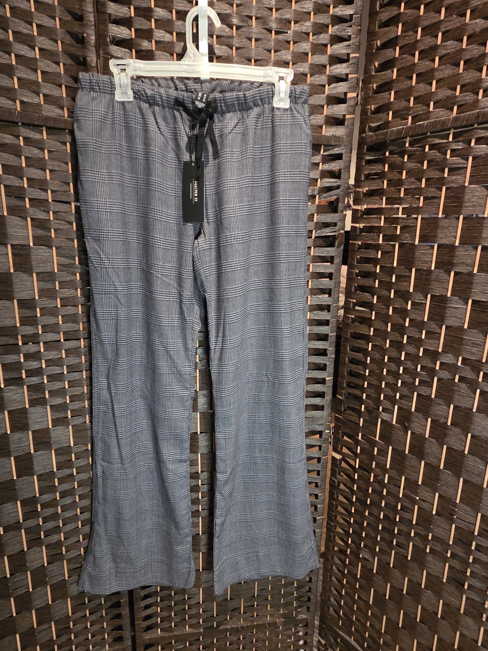 Forever 21 Gray Plaid Drawstring Pants